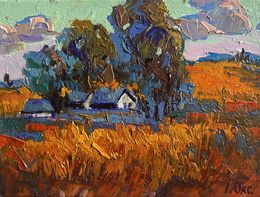 Painting, Autumn village evening, Oksana Ivanyuk