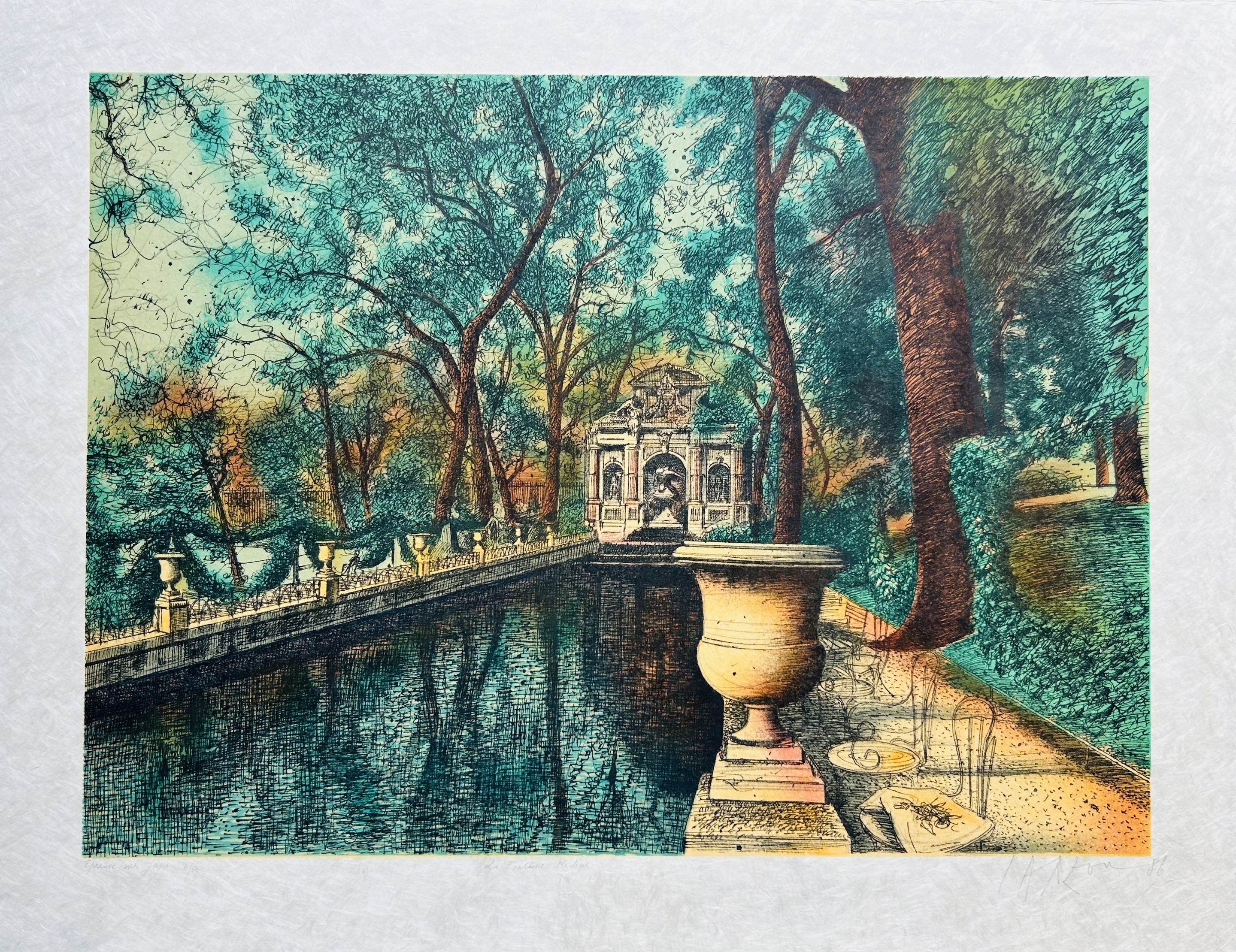 Jean Carzou, La Fontaine Médicis, Paris Jean Carzou, La Fontaine Médicis, Paris