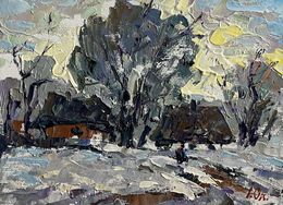 Gemälde, Winter morning in the village, Ivanyuk Oleksiy