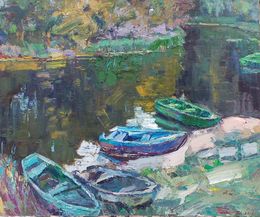 Gemälde, Evening on the Seversky Donets River., Madalena Zampassi