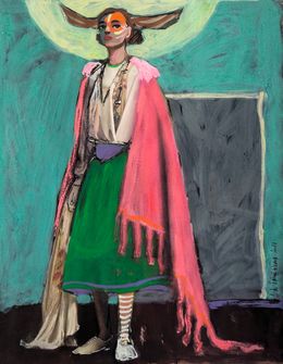 Gemälde, Fille à l'écharpe rose, Albane de Saint Remy
