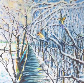 Gemälde, Ruisseau sous la neige - série Paysage rural, Philippe Maillebuau