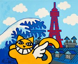 Painting, Classic Paris Chat ailé et tour Eiffel, M.Chat