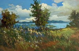Painting, Flower field and river, Suprunchuk Yuriy