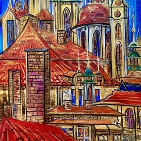 Painting, The Rooftop Symphony Of Prague, Kirill Postovit