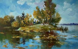 Gemälde, The river washes the forest, Suprunchuk Yuriy