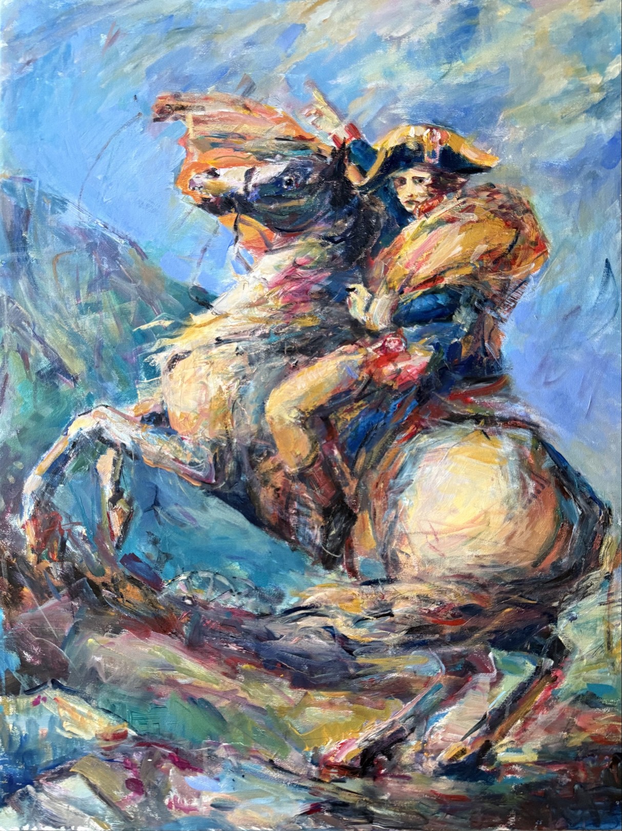Liubou Sas, Napoleon on horseback. Impression Liubou Sas, Napoleon on horseback. Impression