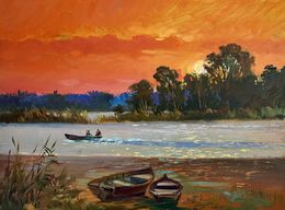 Peinture, Mesmerizing Crimson Sunse, Suprunchuk Yuriy