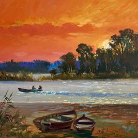 Peinture, Mesmerizing Crimson Sunse, Suprunchuk Yuriy