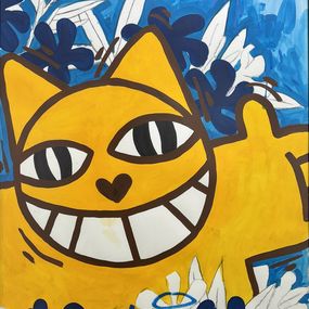 Painting, Fleur(s) bleu(es), M.Chat