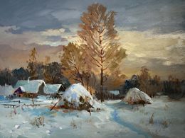Gemälde, Snow and sunset lights, Suprunchuk Yuriy
