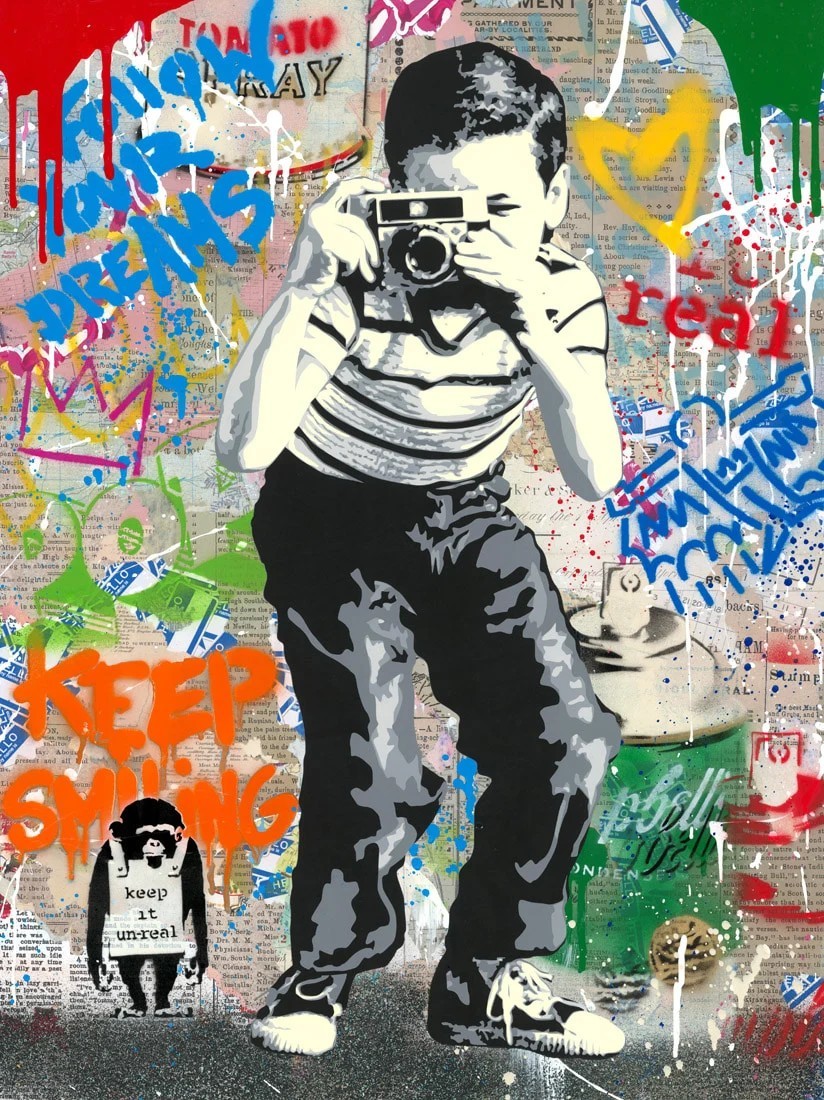 Mr Brainwash, Smile - (Banksy Monkey) Mr Brainwash, Smile - (Banksy Monkey)