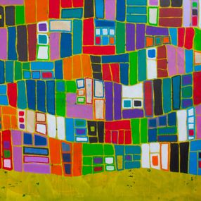 Gemälde, A city in the fields, Marc Laffolay