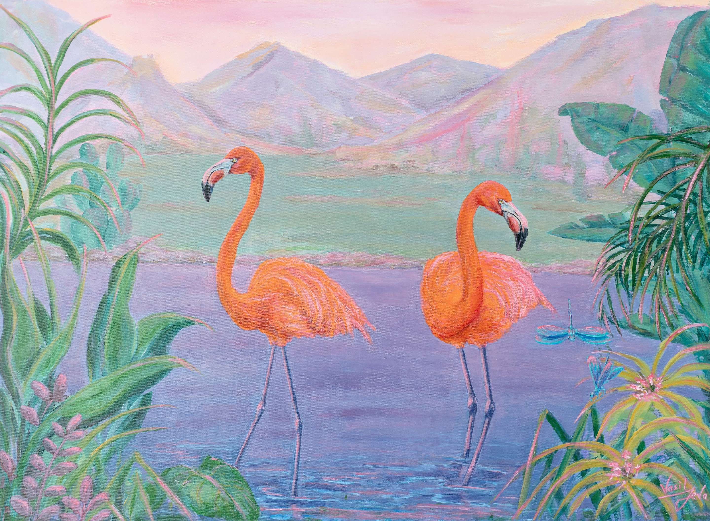 Galina Vasiljeva, Flamingo In the rays of dawn Galina Vasiljeva, Flamingo In the rays of dawn