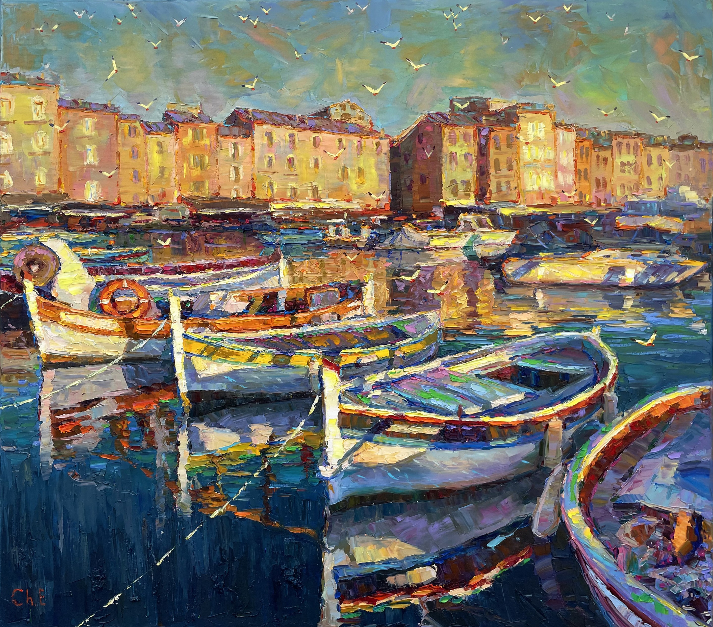 Evgeny Chernyakovsky, Boats at the pier Evgeny Chernyakovsky, Boats at the pier