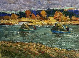 Gemälde, Above the evening silence by the river, Ivanyuk Oleksiy