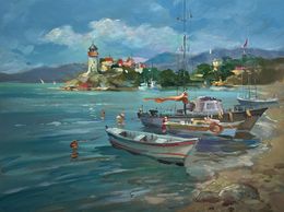 Painting, Boats and lighthouse, Suprunchuk Yuriy