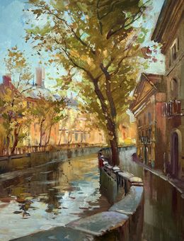 Painting, City alley with a river, Suprunchuk Yuriy