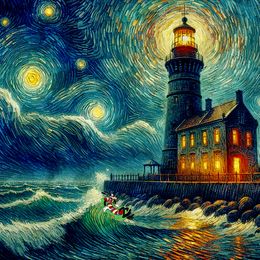 Print, Lumière Nocturne sur le Rivage, Benny Arte