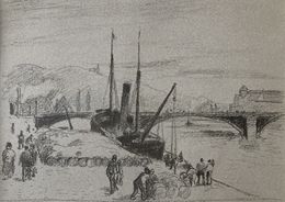 Drucke, Quai de Rouen, grand pont, Camille Pissarro