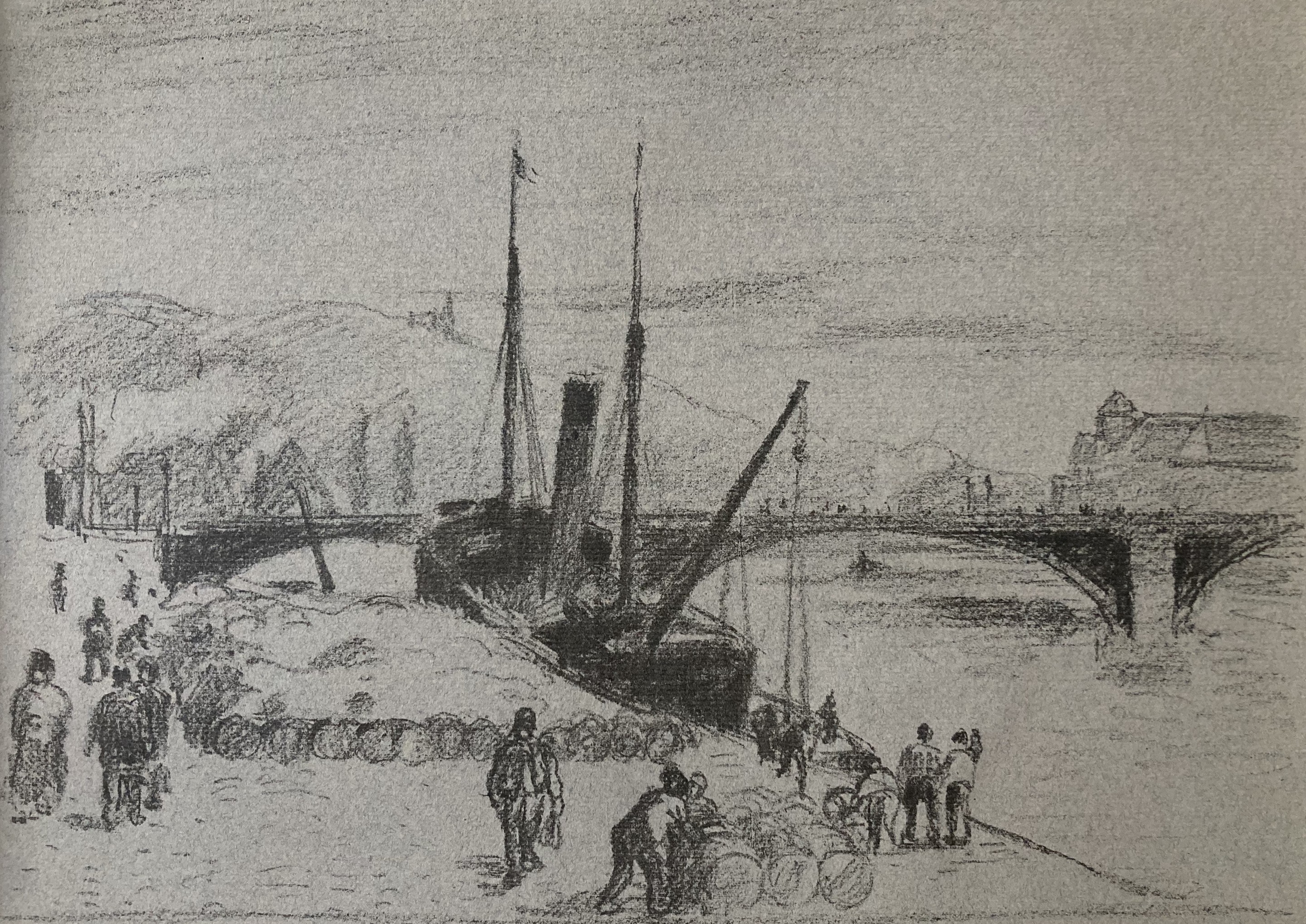 Camille Pissarro, Quai de Rouen, grand pont Camille Pissarro, Quai de Rouen, grand pont