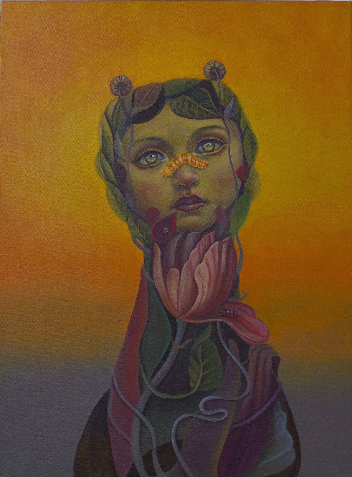 Natasha Lelenco, The Birthday Gift - Acrylic Portrait on Canvas Natasha Lelenco, The Birthday Gift - Acrylic Portrait on Canvas