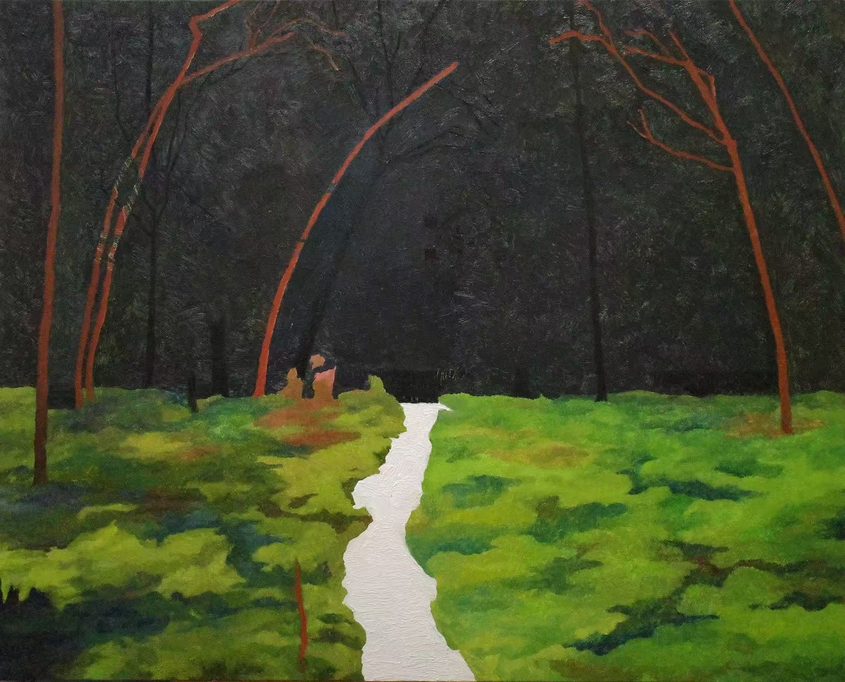 Dake Wang Qi, Two Floating Black Cubes and a White River Dake Wang Qi, Two Floating Black Cubes and a White River