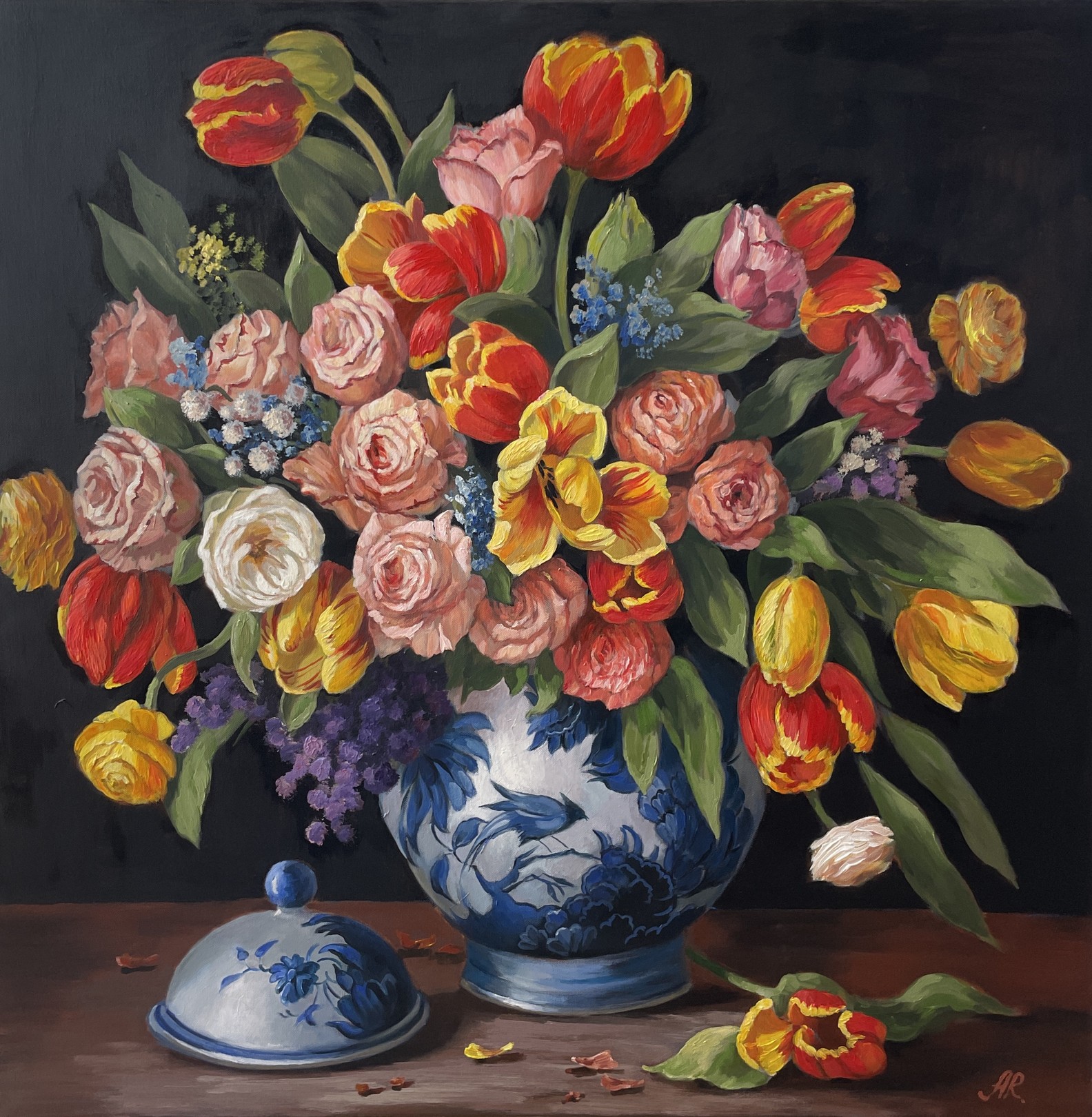 Anna Reznikova, Colourful Bouquet in Chinese Vase Anna Reznikova, Colourful Bouquet in Chinese Vase