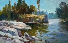 Gemälde, Walk along the river, Suprunchuk Yuriy