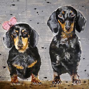 Gemälde, French school Dachshund Where is my body?07 Family Hunting, Bazévian Delacapucinière