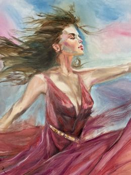 Painting, Robe rose aux vents, Boudier