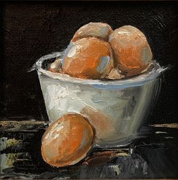 Gemälde, White Bowl with Eggs, Schagen Vita