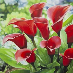 Gemälde, Red kala flowers, Valeri Tsvetkov