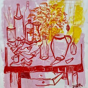 Gemälde, Table d'atelier, devant la fenêtre #1, Pier