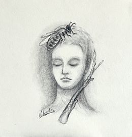 Fine Art Drawings, Homme et abeille, Chahrazed Fekih