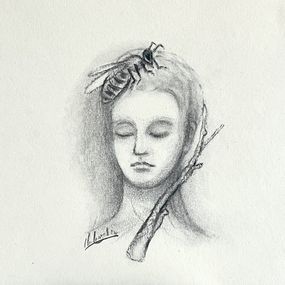 Fine Art Drawings, Homme et abeille, Chahrazed Fekih