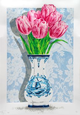 Print, Tulpen - Pink on Blue, Nils.Rva