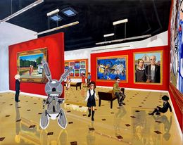 Peinture, René, Salavador, Niki, Andy and the children meet Hopper, Warhol, Basquiat, Wood, Lichtenstein and Koons 29, Gully