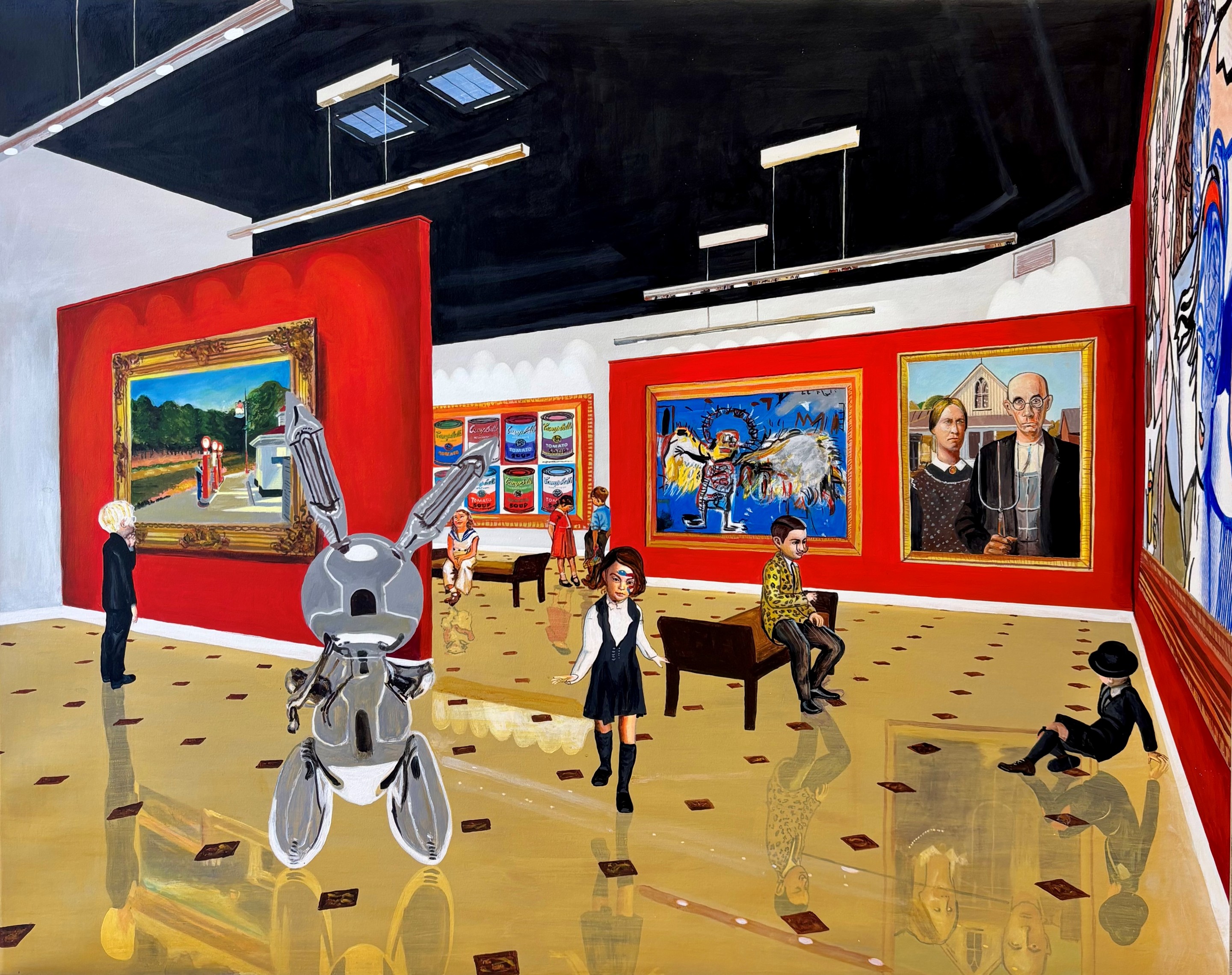 Gully, René, Salavador, Niki, Andy and the children meet Hopper, Warhol, Basquiat, Wood, Lichtenstein and Koons 29 Gully, René, Salavador, Niki, Andy and the children meet Hopper, Warhol, Basquiat, Wood, Lichtenstein and Koons 29