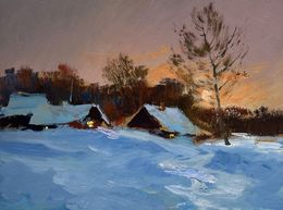 Painting, A quiet evening in the snowy glow, Suprunchuk Yuriy
