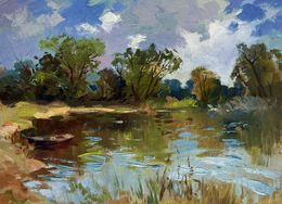Gemälde, Forest lake in silence, Suprunchuk Yuriy