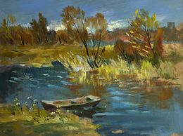 Painting, River in golden foliage, Suprunchuk Yuriy