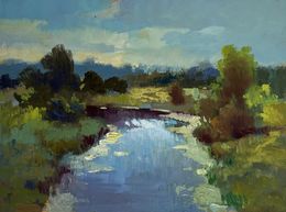 Gemälde, Sunset clouds over the river, Suprunchuk Yuriy