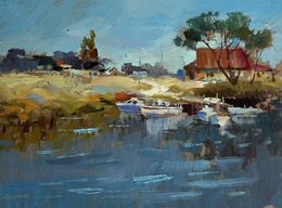 Gemälde, Sailboats on the shore, Suprunchuk Yuriy