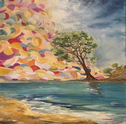 Gemälde, Au bord de l'étang, Christine Desplanque