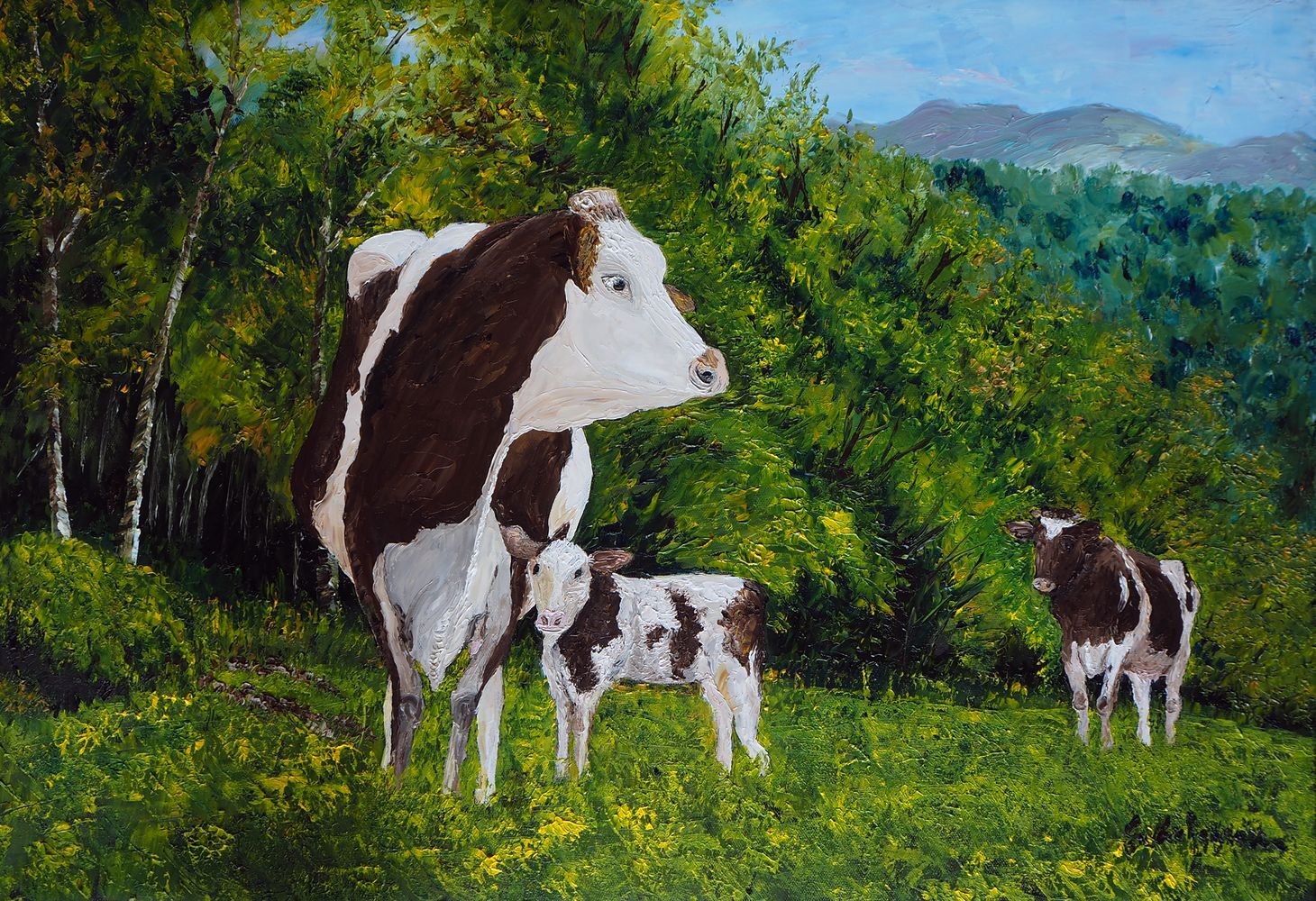 Gyslaine Pachet-Micheneau, Vache normande et son veau Gyslaine Pachet-Micheneau, Vache normande et son veau