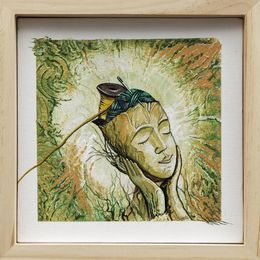 Painting, Le fil des idées des créatives  - Représentation onirique, symbolique du fil du temps, Sylvie Robert Alonso