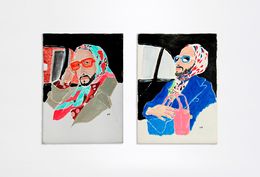 Painting, Fashion designer Marc Jacobs Pink and blue, Diptych, Manuel Santelices