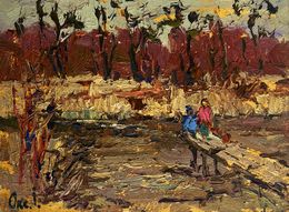 Gemälde, On the autumn river, Oksana Ivanyuk