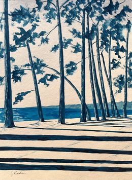 Gemälde, Avenue du Cap Coz - Encre bleu de Chine, Frédéric Cadiou